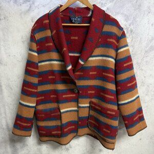 Vintage Kenny Rogers Aztec Western Fleece Blazer Coat Womens Large